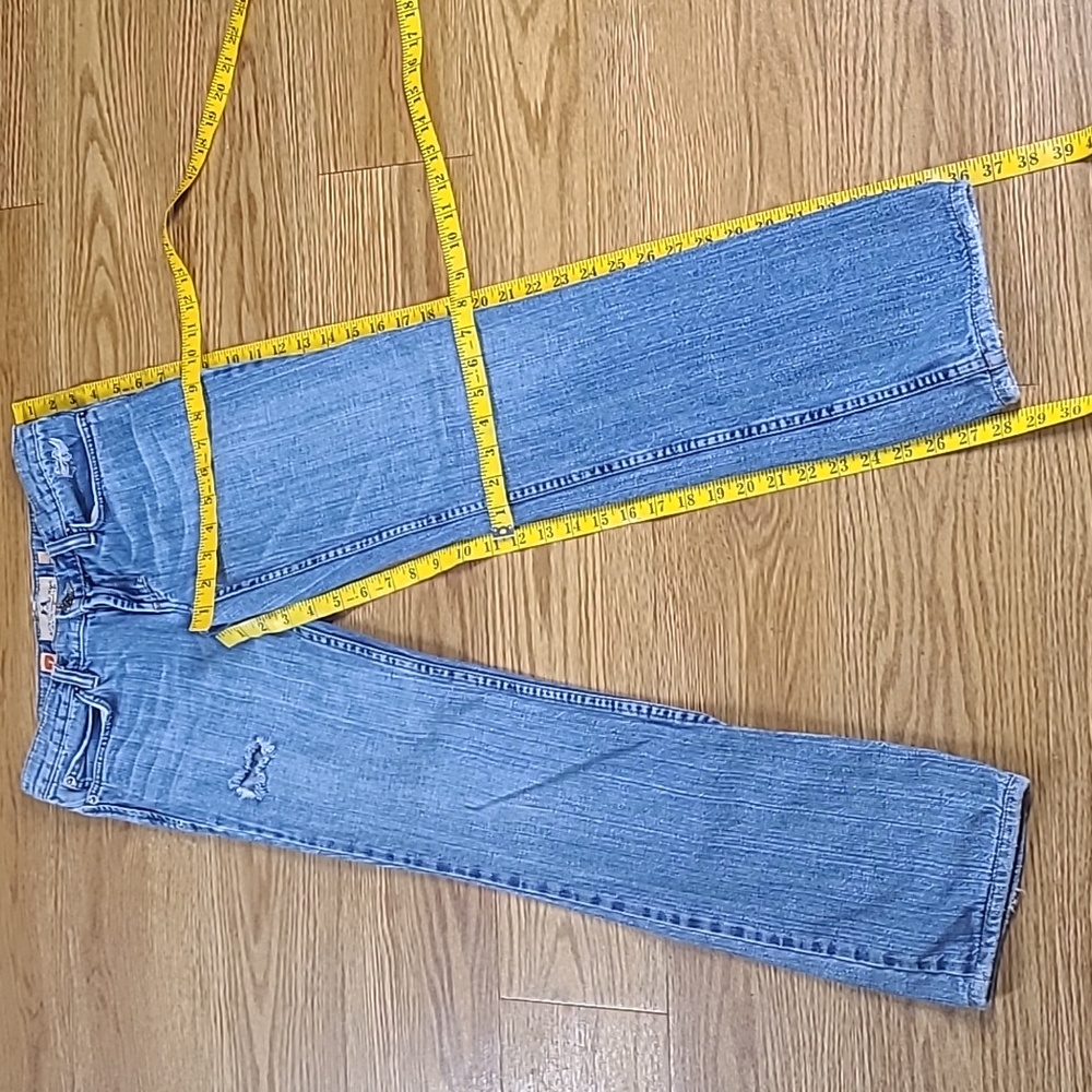 JUICY COUTURE VINTAGE 25x28.5 GIRLS WOMENS DISTRESSED DENIM BOOTCUT Y2K JEANS